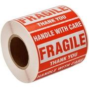 SJPACK 1000 Fragile Stickers 2 Rolls 2'' x 3'' Fragile - Handle with Care - Thank You Shipping Labels Stickers (500 Labels/Roll)
