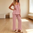 thumbnail image 6 of Lmueinov Womens Pajamas Set 2 Piece Ruffle Pajama Soft Tank Tops and Long Wide Pants Pocket Sleepwear Lounge Sets for Women Set Sleeveless, S-2XL, 6 of 8