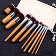 thumbnail image 3 of 11PCS Makeup Brush Set Bamboo Handle Professional Cosmetic Brush with Burlap Bag, 3 of 10