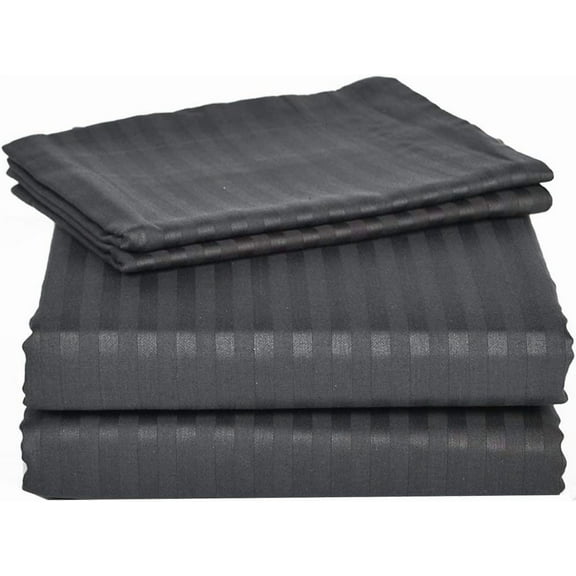 Alive Pixels Fitted Sheet Dark Grey Stripe 100% Cotton 1Pc 16 inch Pocket 600TC (CalKing, Dark Grey)