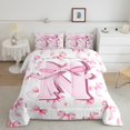 thumbnail image 4 of Manfei Bow Alphabet 2pcs Bedding Comforter Set,Pink White Twin Comforter Sets,Initial Monogrammed Bedding Set,Lightweight Dreamy Room Decoration,Reversible, 4 of 7