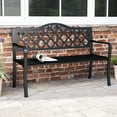 Costway 50.5" Patio Bench Slatted Metal Garden Bench for 2-3 People ...