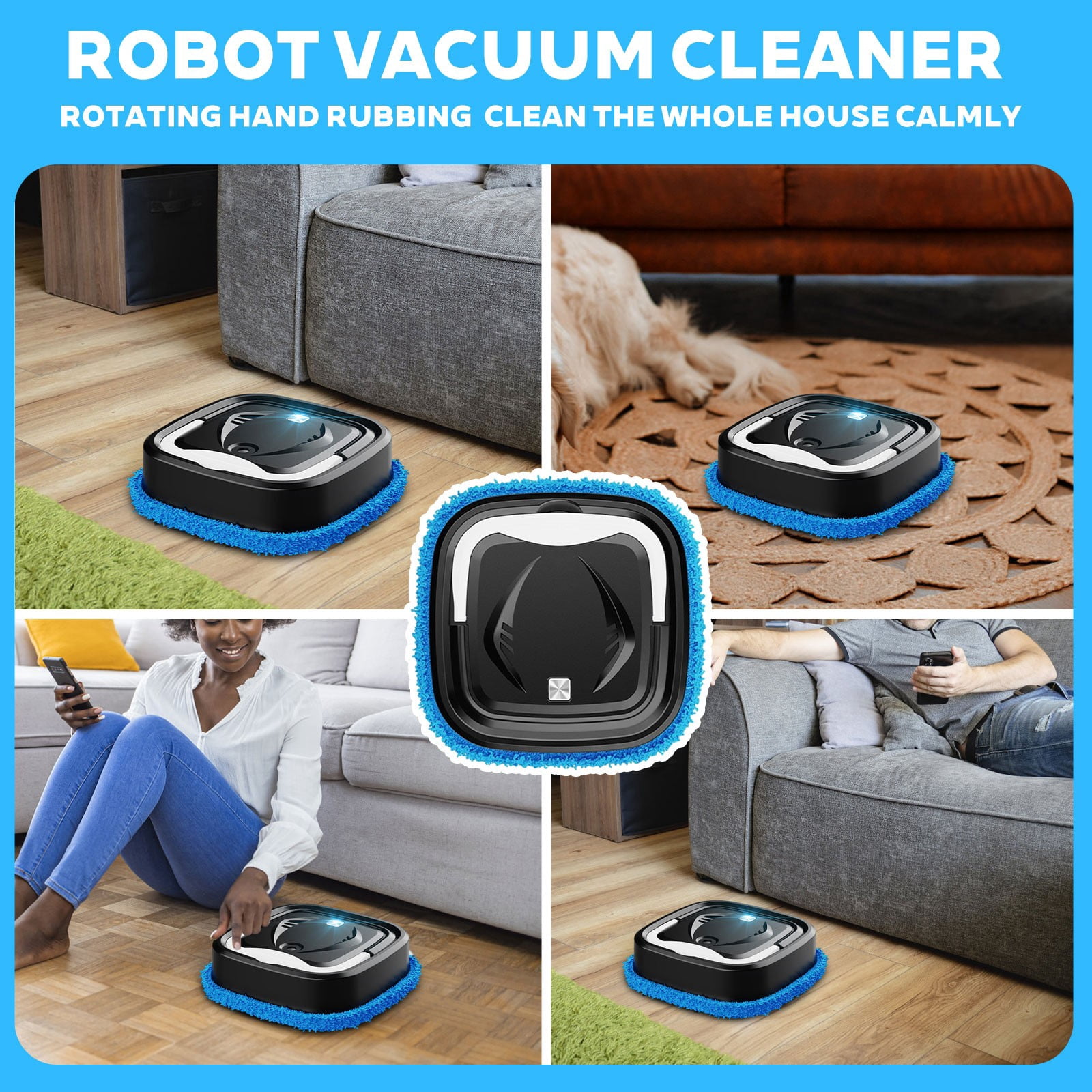 JIhuahe Robot Vacuum and Mop, 2-in-1 Automatic Sweeping and Mopping, Scheduled Cleaning, Low Profile, for Hard Floors and carpets