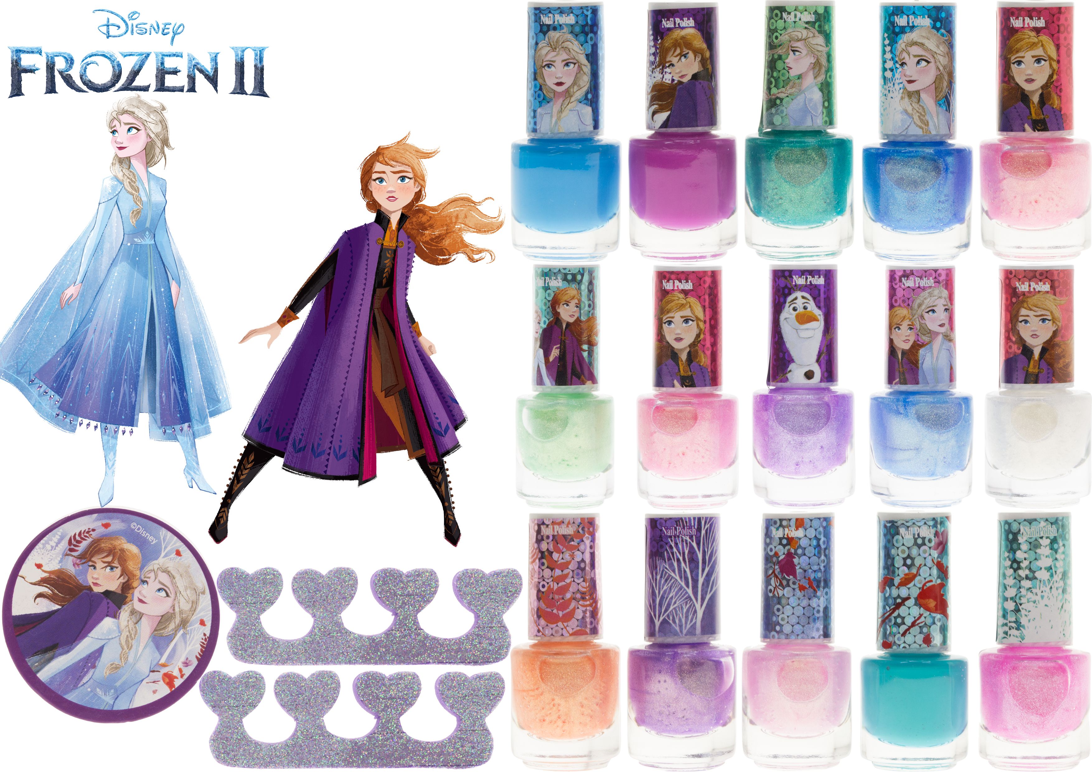 ($15 value) Disney Frozen II Nail Polish Gift Set Sparkle, Peel-Off, 18 pc - image 2 of 10