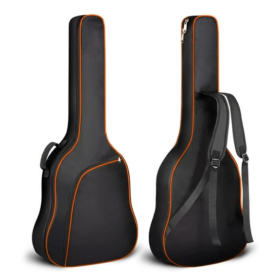 40/41" Acoustic Guitar Case 5mm Thick Gig Bag Heavy Duty Thickened Soft Padded,Padding Water Resistent Dual Adjustable Shoulder Strap Guitar Case Gig Bag,Black with Orange
