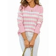 thumbnail image 3 of Women'S Striped Sweaters Casual Crew Neck Long Sleeve Pullover Oversized Cable Knit Loose Jumper Tops, 3 of 9