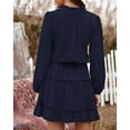 thumbnail image 4 of BTFBM Long Sleeve Summer Dresses for Women Casual Tie Neck Ruffle Tiered A Line Mini Spring Wedding Guest Dress, 4 of 9