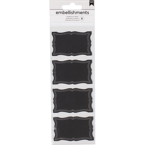 American Crafts Chalkboard Labels 8/Pkg-Scallop W/White Border