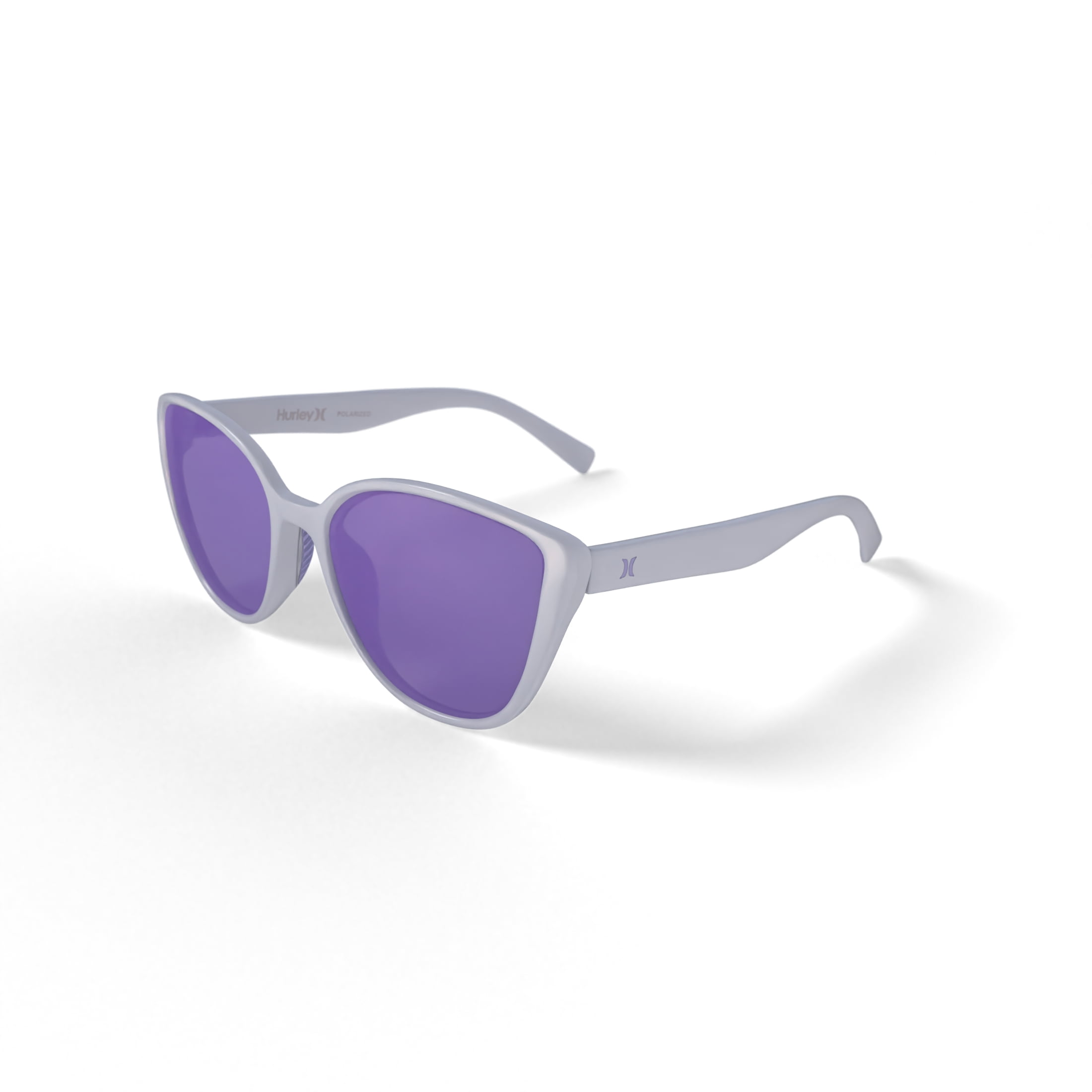 Hurley Tampa - HSL1003PS_105, cateye sunglass, white frame & solid green w/ lilac mirror polarized lens + ar coating