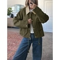 thumbnail image 4 of Chaqueta Megfie para mujer con cuello corto en contraste, color verde militar, 4 of 5