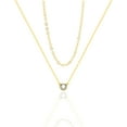 thumbnail image 1 of Mercie Sterling Silver Gold Vermeil Layered Pendant Necklace Bezel Set Stone Double Chain Design 18 Inch Everyday Wear, 1 of 7