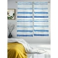 thumbnail image 3 of Blue Stripes Sheer Curtains 2 Panels Set Abstract Watercolor Gradient Blue White Stripes Sheer Window Curtains Light Filtering Rod Pocket Voile Drapes for Bedroom Living Room 52"x63", 3 of 8