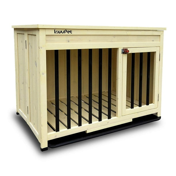 Lovupet en Bois Portable Pliable Cage pour Animaux d'Intérieur en Plein Air Chien Cage avec Plateau 0650