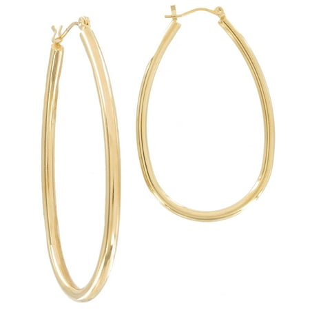 - Gold Tone Oval Pierced Hoop Earrings 2 1/4