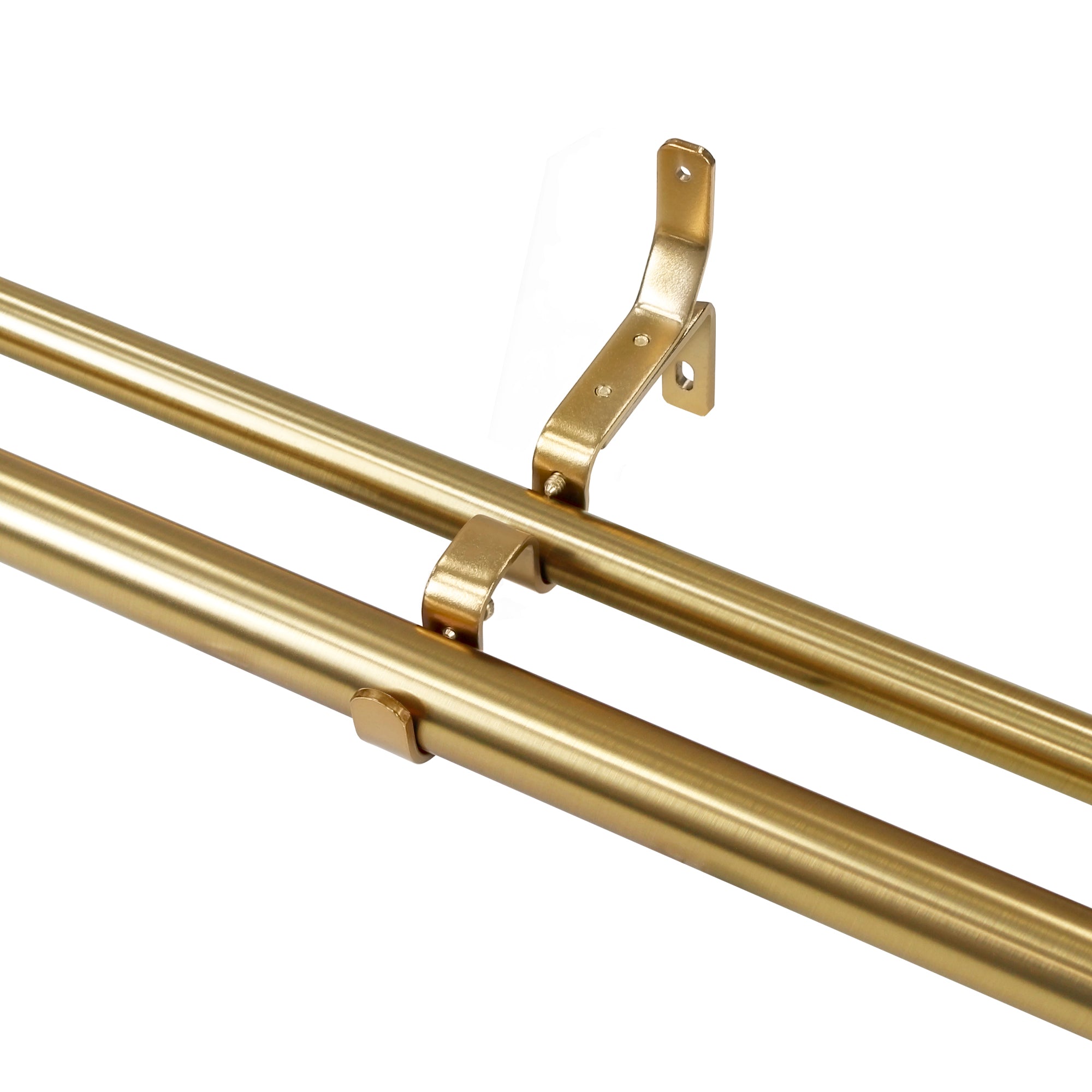 Double Curtain Rod Brackets 1" & 3/4" | 3-Pack | Heavy-Duty Metal Window Hardware for Layered Drapes & Sheers