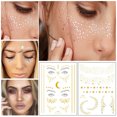 thumbnail image 1 of Trayknick 2Pcs Waterproof Shiny Metallic Gold Glitter Tattoo Sticker Temporary Body Art, 1 of 13