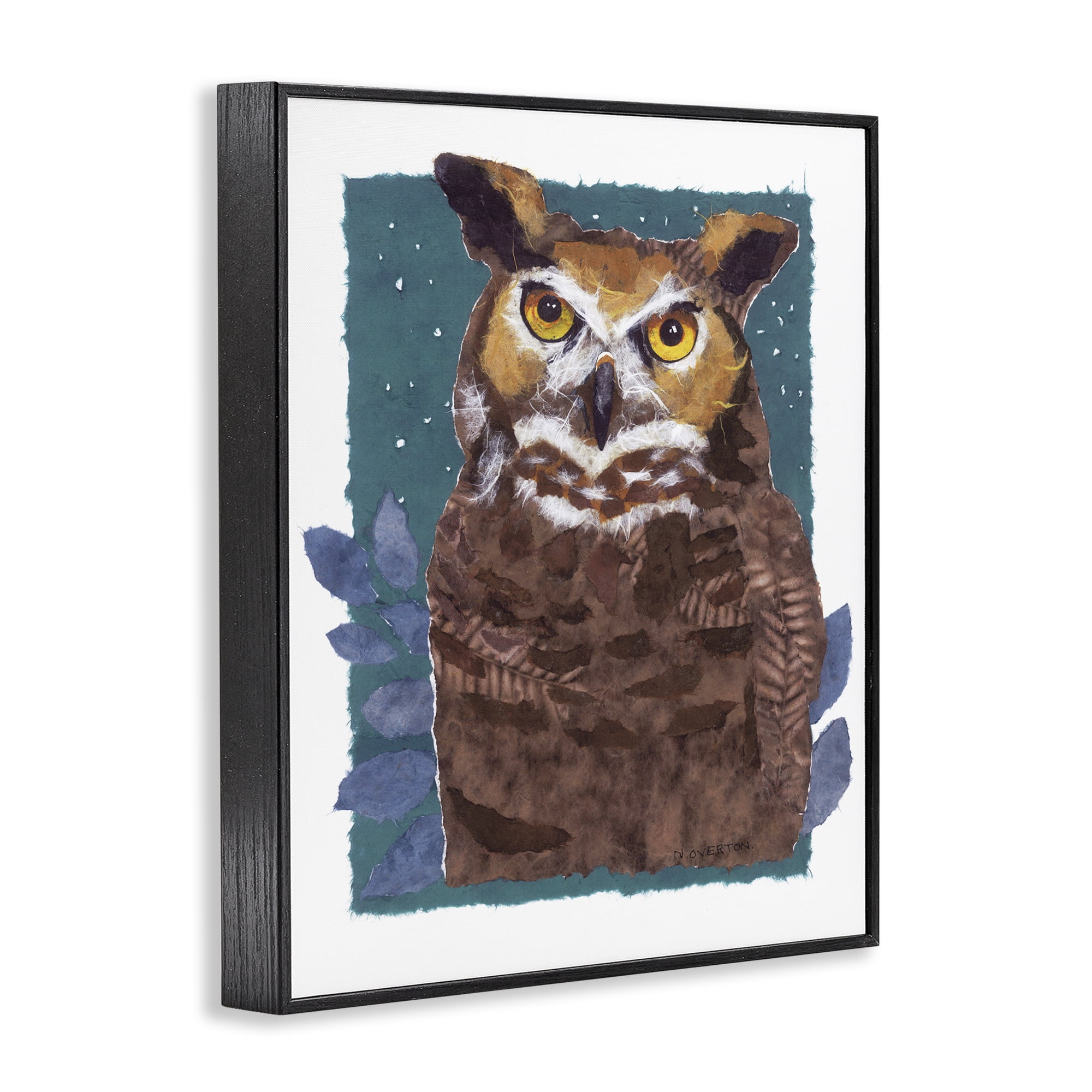 Stupell Industries Stern Owl Portrait Animals & Insects Painting Black Framed Art Print Wall Art, 11 x 14