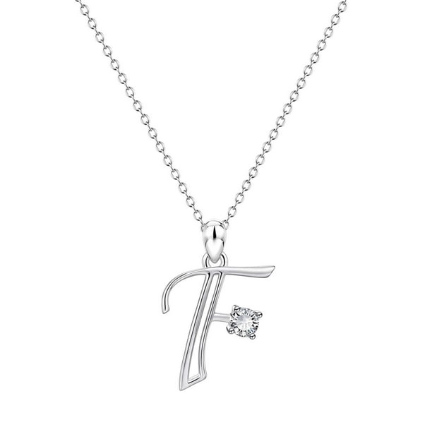 26 Initial Alphabet Shape Rhinestone Collar para Mujeres Collares para Mujeres A Z 26 Alphabet Initial Silver Collares para Mujeres Niñas