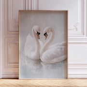 Vintage White Swan Living Room Bedroom Botanical Decor Wall Art Unframed Paper Print