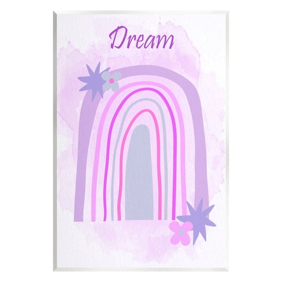 Stupell Industries Dream Purple Floral Rainbow Arch Inspirational Painting Unframed Art Print Wall Art