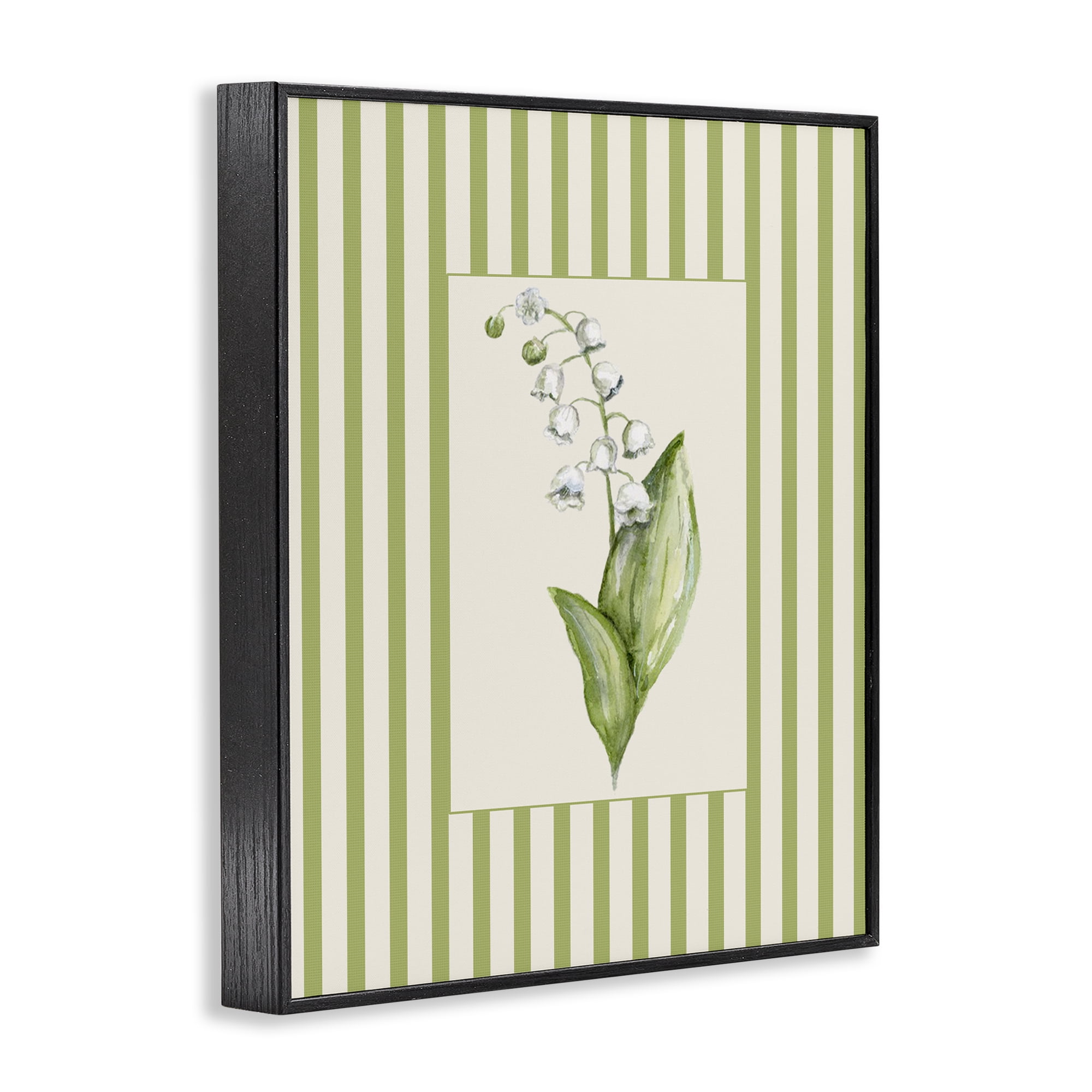 Striped Lily Of The Valley Black Framed Giclee Art, design by Lisa Wehmeyer