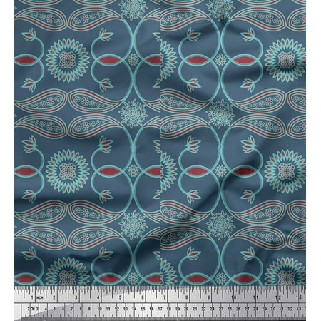 Soimoi Polyester Crepe Fabric Paisleys Paisley Fabric Prints by Yard 52 Inch Wide