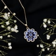 thumbnail image 5 of Rosec Jewels Certified Lab Grown Blue Sapphire Flower Pendant Necklace (AAAA Quality) - with Chain - Ready to Gift for Women, 10K Yellow Gold, 5 of 8