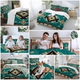 thumbnail image 5 of King 4 Piece Bedding Set Vintage Abstract Ethnic Pattern Style Soft Breathable Duvet Cover and Pillowcase, Green Black Streaks Duvet Cover Set Bed Sheets for Bedroom Dormitory Guest Room, 5 of 9