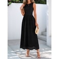 thumbnail image 6 of Women'S Summer Dresses Sleeveless Crewneck A-Line Boho Lace Eyelet Tank Maxi Dress with Pockets Black S, 6 of 10