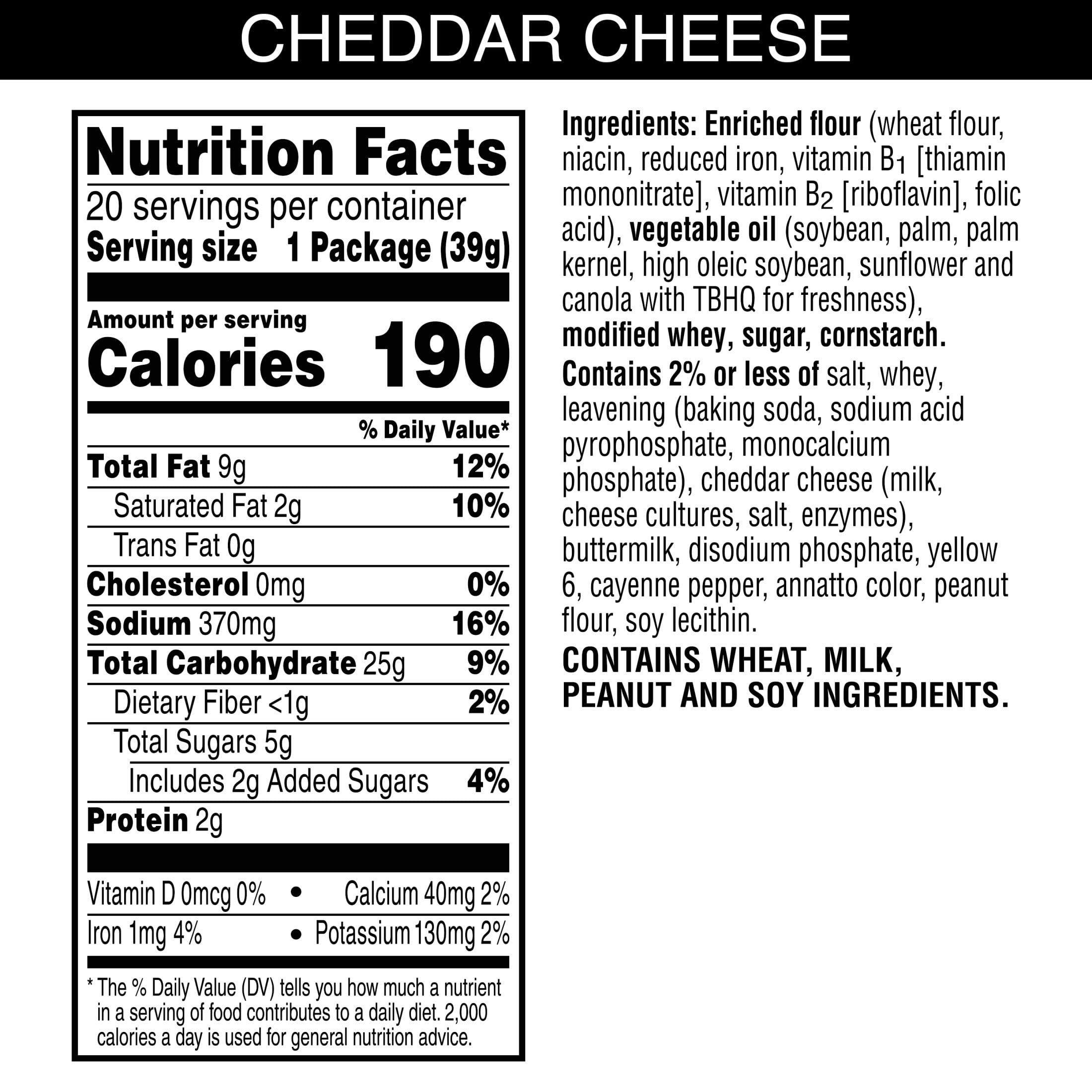 (6 pack) Austin Cheddar Cheese Flavored Sandwich Crackers, Lunch Snacks, 20 Count