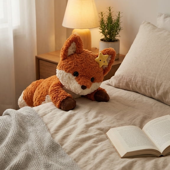 Fox Shaped Plush Throw Pillow, Teddy Bear for Student, Small Teddy Bear, Stuffed Teddy Bear, Student Boy Stuffed Animal, 12X11 Inch Soft Cuddly Companion Decor Stuffed Doll for