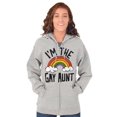 thumbnail image 3 of Cute Rainbow Proud LGBTQ Gay Auntie Zip Hoodie Sweatshirt Women Brisco Brands M, 3 of 6