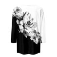 thumbnail image 4 of Plus Size 3/4 Sleeve Tops For Women，Women'S Casual 3/4 Sleeve T-Shirts Round Neck Cute Tunic Tops Basic Tees Blouses Loose Fit Pullover Shirt，Black，S, 4 of 5