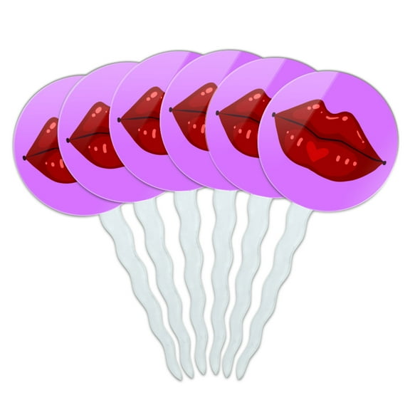 Juicy Luscious Lips Cupcake Picks Toppers Decoration Set of 6