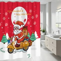 Tyidzon Christmas Shower Curtain Liner Decorations Waterproof Shower Liner 71x71" Lightweight Santa Patterned Shower Curtain for Bathroom Shower Window Decor