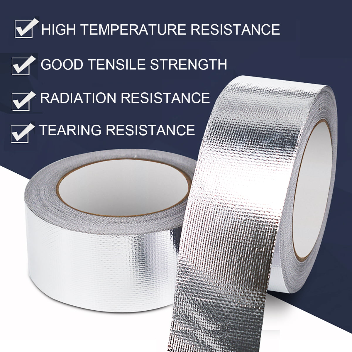25M （27yd） Fiberglass Aluminium Foil Tape Self Adhesive Heat shield Leak-sealing