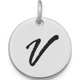thumbnail image 1 of 14K White Gold 14Kw Polished Black Enamel Letter V Initial Disk Charm (Width 15.24) (Length 15.24) - Jbsp, 1 of 5