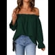 thumbnail image 3 of Blusa Informal Holgada de con Hombros Descubiertos y Volantes de Larga para Mujer. Verde M, 3 of 8