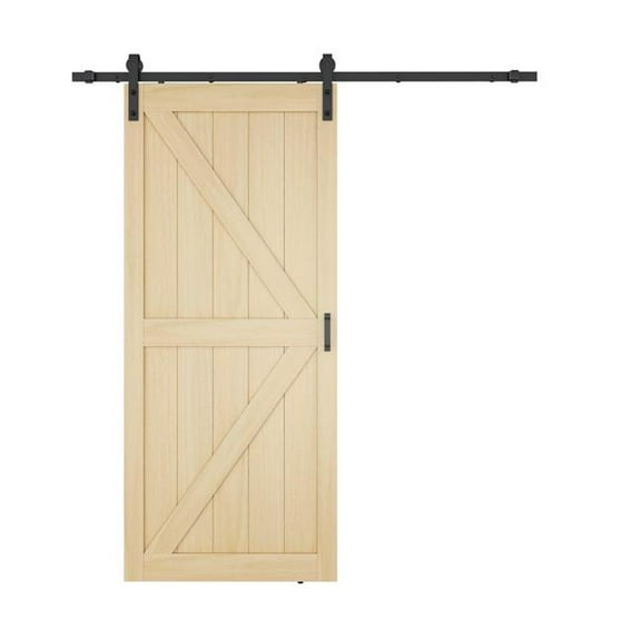 Anzzi ID-AZBD01 36 x 84 in. K Sliding Single Barn Door with Solid Core MDF Plus PVC Single Sliding, Natural