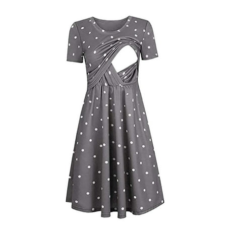 

koaiezne Women Pregnant Maternity Solid Breastfeeding Summer Maternity Dress Overlay Dresses for Women Party Extra Long Maternity Dress