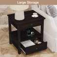 thumbnail image 5 of REDAYFUR Set of 2 End Table with Charging Station and Sliding Top Storage,Wooden Nightstand for Bedroom,Cherry, 5 of 10