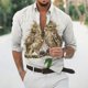 thumbnail image 3 of Camisas casuales holgadas con estampado de pájaros de manga larga para hombres y mujeres, blusas de calle de gran tamaño para uso diario, camisetas vintage de manga larga con solapa, 3 of 5