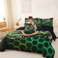 thumbnail image 3 of Erosebridal Cool Race Car Bedding Comforter Set for Kids Boys, Neon Green Honeycomb Queen Bedding Sets, Black Reversible, 7pcs, 3 of 6