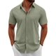 thumbnail image 1 of Camisa COOFANDY de lino verde salvia de manga corta para hombre, 1 of 6