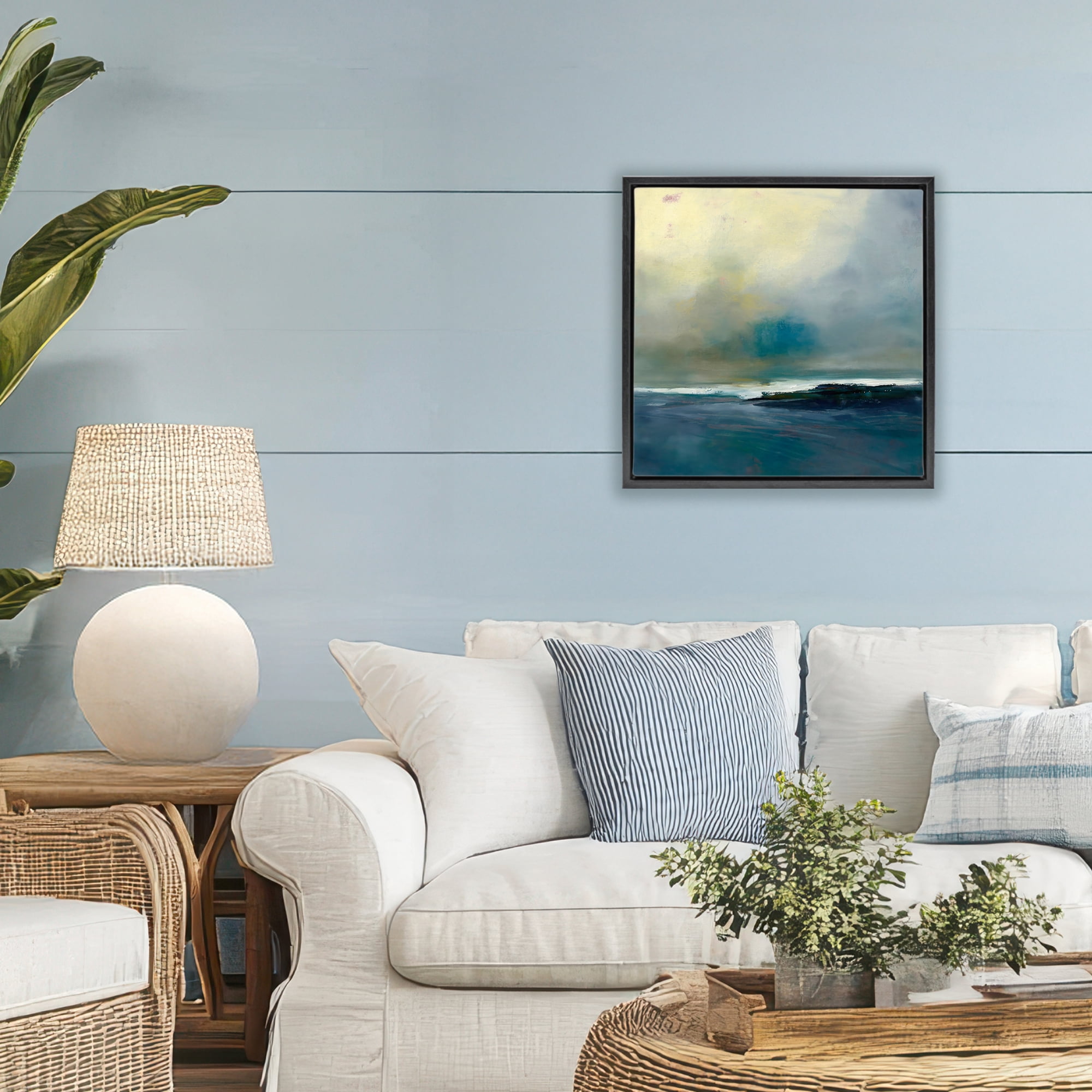 Stupell Industries Channeling Calm Horizon Black Framed Floater Canvas Wall Art, design by Patrick Dennis