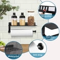 thumbnail image 2 of Soporte para pañuelos de cocina autoadhesivo (negro), soporte para pañuelos de cocina de 33 cm con estante, sin perforación, accesorios de cocina, 2 of 5