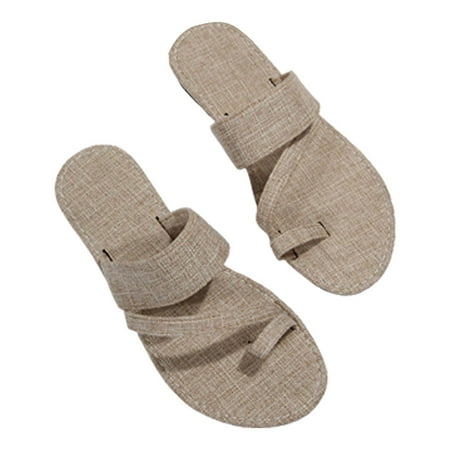 

Youmylove Women Beach Slippers Hollow Casual Denim Half Empty Slippers Flat Sandals Comfort Cozy Leisure Daily Walking