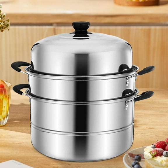 colaxi Steam Pot with The Lid Steaming Pot of A Portable Multi -purpose -3 -Tier -food Steamer for Cooking Cookware for vegetable Ice Cream 30CM