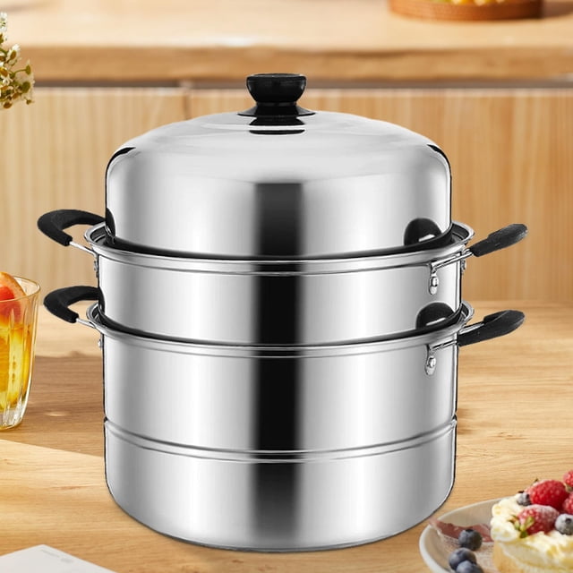 Olla de con tapa Pot de ante de 3 niveles de fondo para cocinar 30 cm
