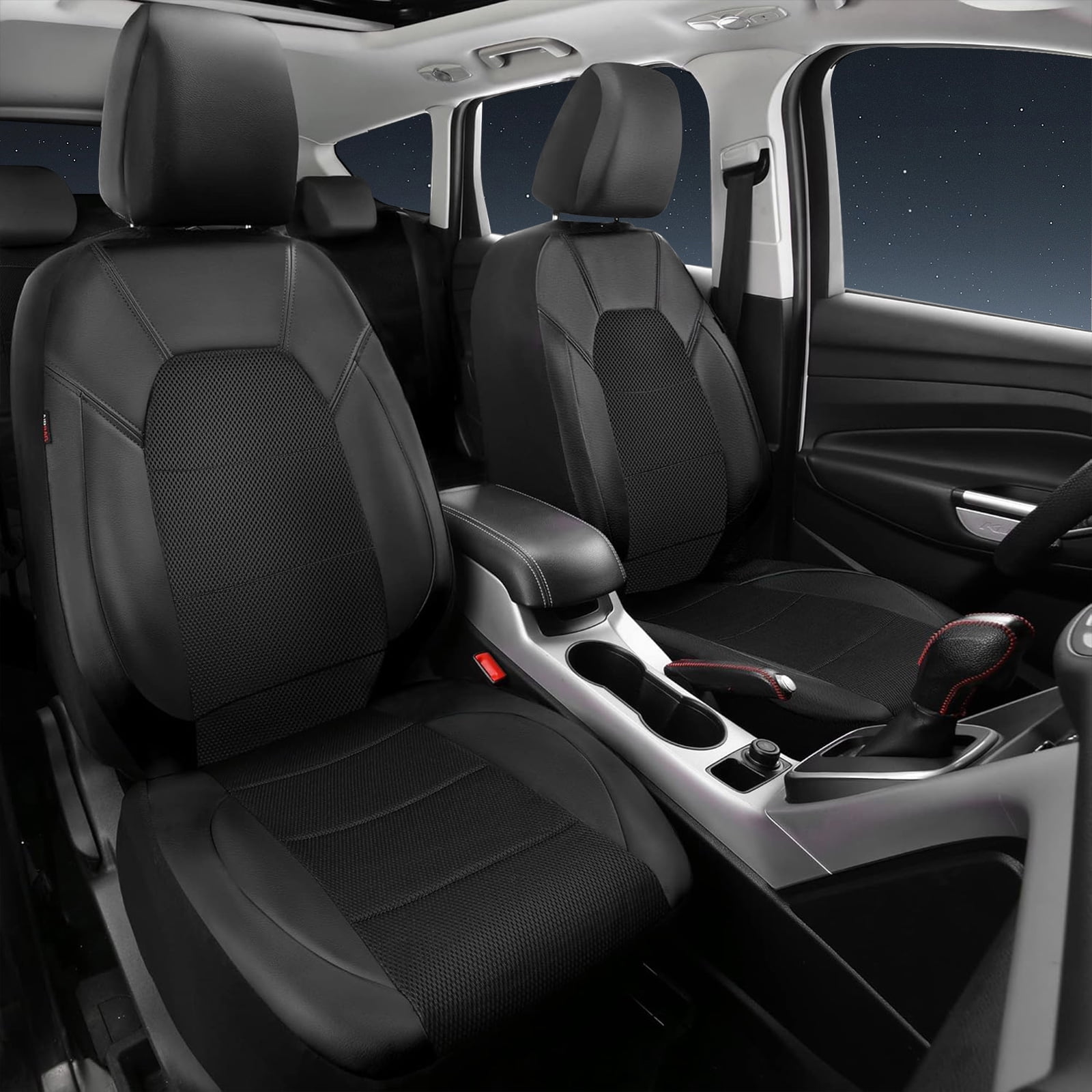 CAR GRAND Leather car seat covers air mesh breathable universal fit airbag compatible car, SUV, truck and van